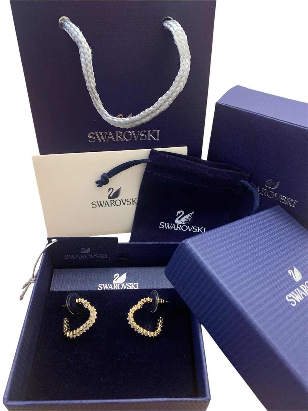 Swarovski Gold Crystal-Textured Heart Mini Hoop Earrings